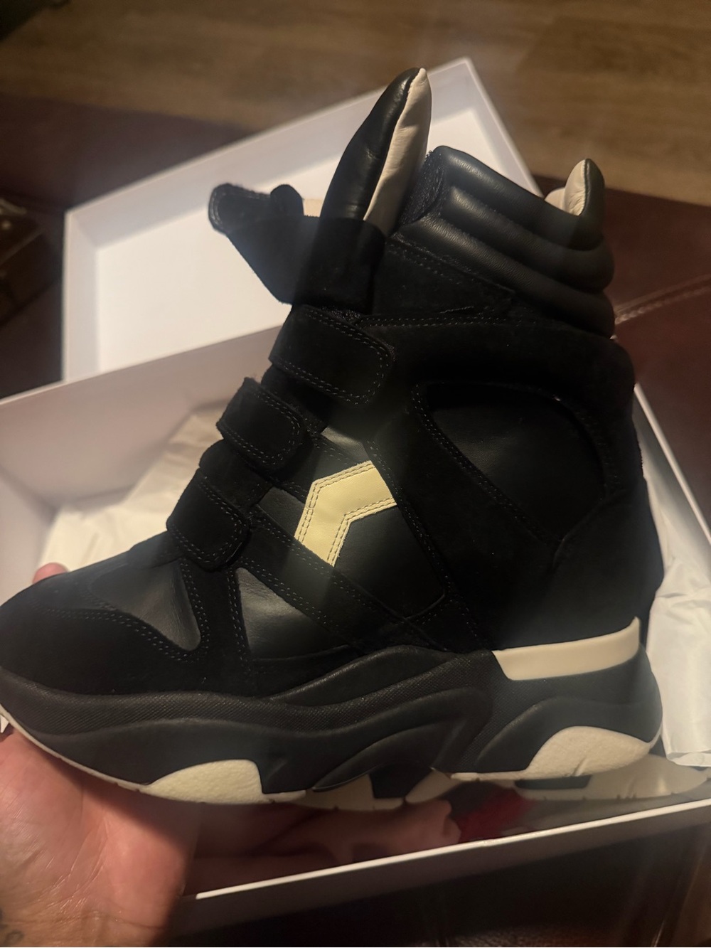 Isabel Marant Black High-Top Sneakers with Cream Accent